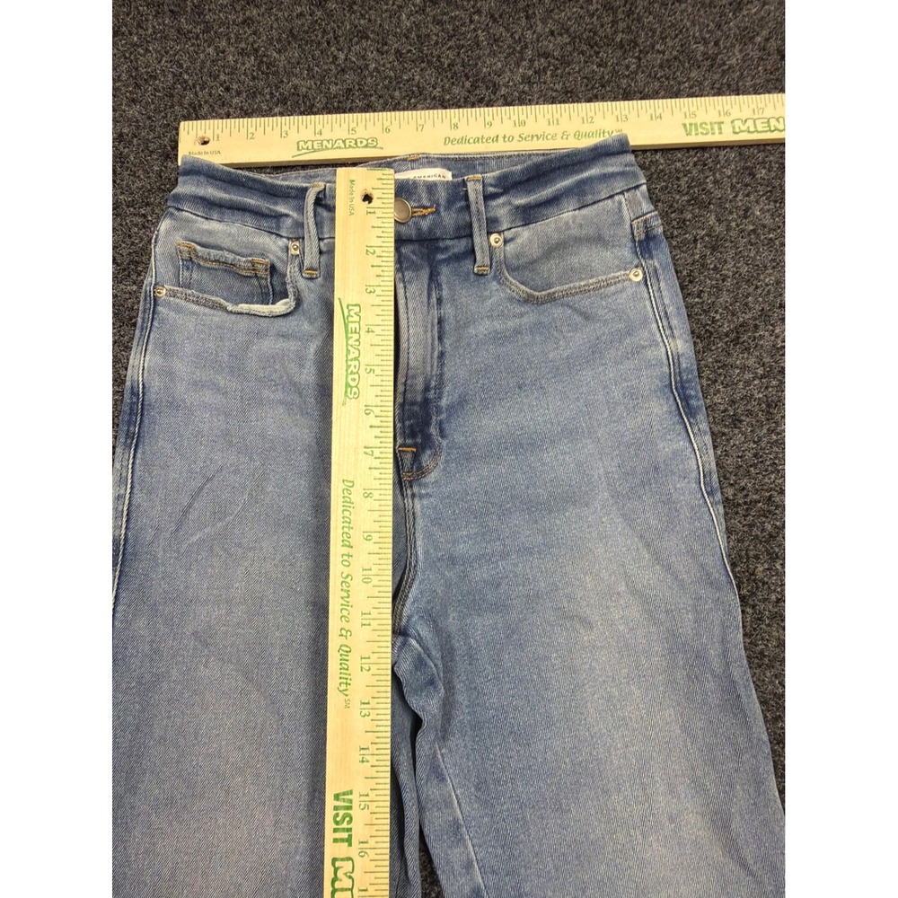 Good American Jeans Womens 6/28 Light Wash Straight Distressed Denim High Rise - Picture 4 of 7